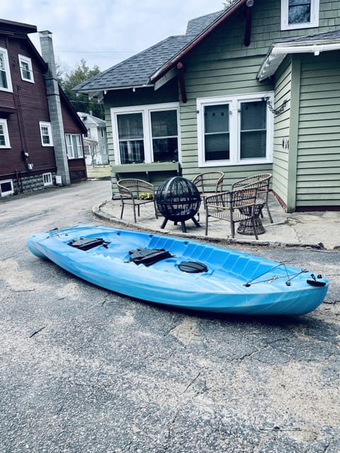 Firepit with chairs. Double kayak for those that are able to transport