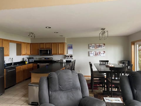 Kitchen and dining area are very convenient for cooking and serving.