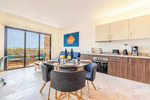 The space opens up to the private balcony