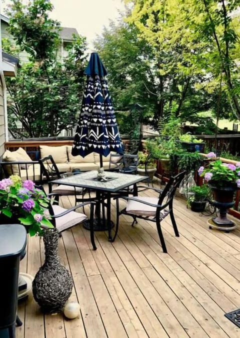 Backyard deck directly off of the kitchen