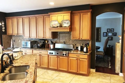 Gourmet kitchen and island