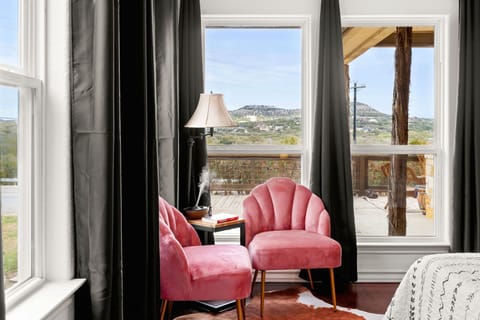 Elegant reading corner with essential oil diffuser  in the master bedroom
