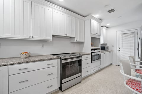 Kitchen with stainless steel appliances