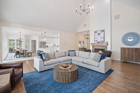 The family room is professionally decorated with a keen eye for design.