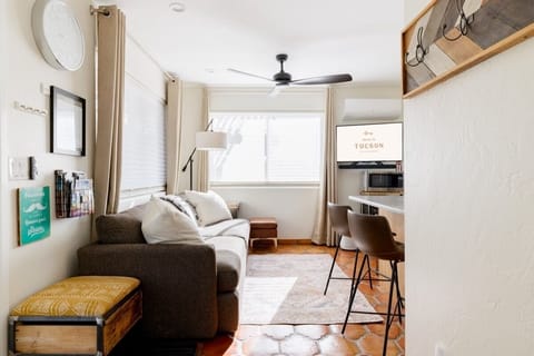 Relax on the comfy sofa after a day of exploring outdoors.