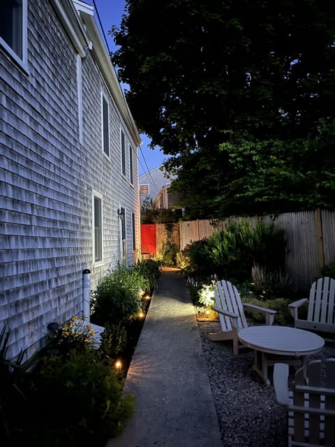 Walkway to the house (behind the red gate)