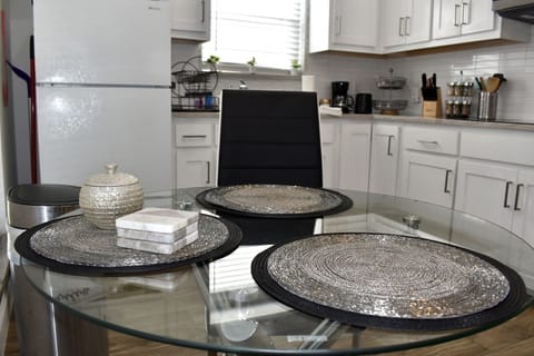 Dining table in kitchen.