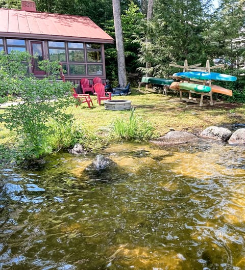 View from the dock.  Four kayaks and a canoe available to use during your stay.
