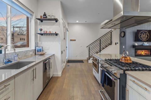 Featuring stainless appliances, this kitchen is a chef's dream.