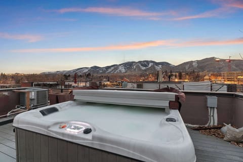 There are gorgeous views of Golden and the mountains from the rooftop deck.