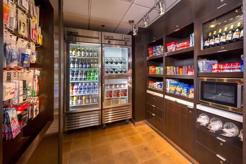 Grab late-night snacks and essentials at the convenient market.