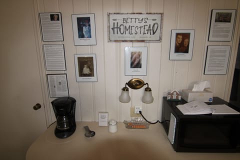 Read about history of the house on the "Betty's Homestead" wall in the kitchen.