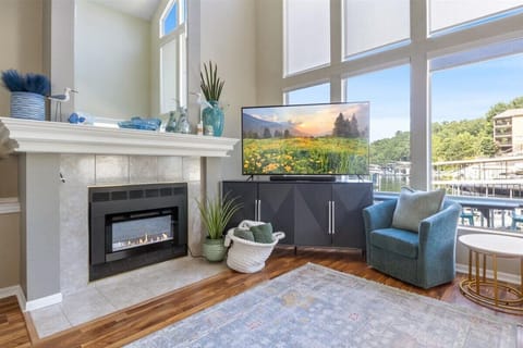 Enjoy the calm and serene full window views of the lake from your living area.