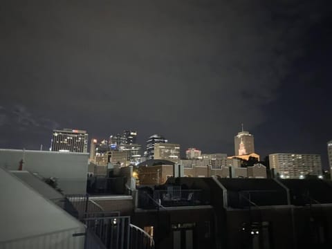 Downtown views from the rooftop patio
