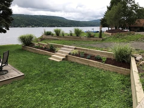 Early spring gardens. Summer garden is full of blooming flowers