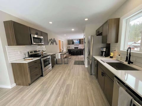 The kitchen is stocked with everything you need to make meals at home