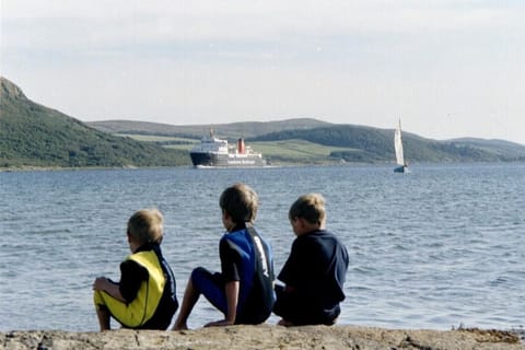 Watching the Islay ferry come in from the beach hut.