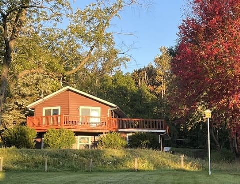 Enjoy our large deck with lake views