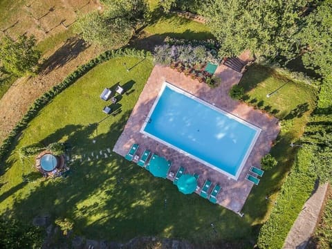 Aerial view of the pool area