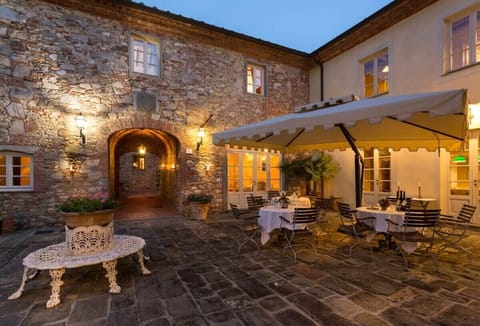 Courtyard dining at night