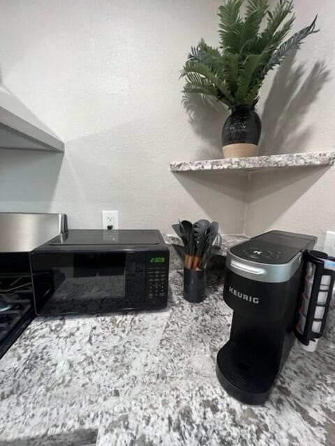 Microwave, Keurig, Toaster, Utensils 