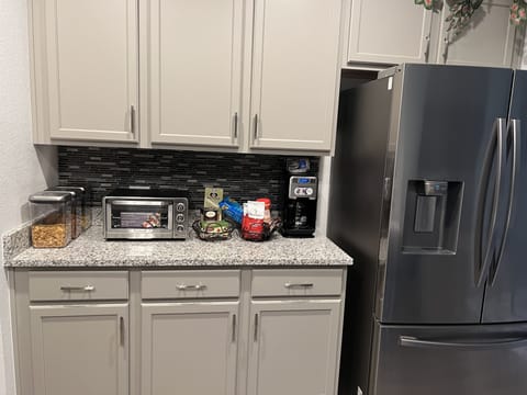 We provide coffee, tea, and some snacks.