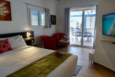 primary spacious bedroom, California king bed, ensuite bathroom & AC