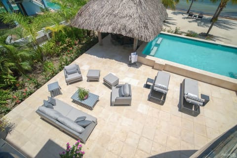 Large pool deck and pool on beach