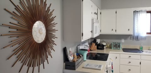 Spacious kitchen with island seating for four