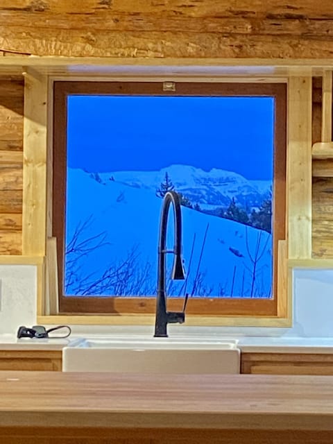 Sleeping Indian view through the kitchen window.