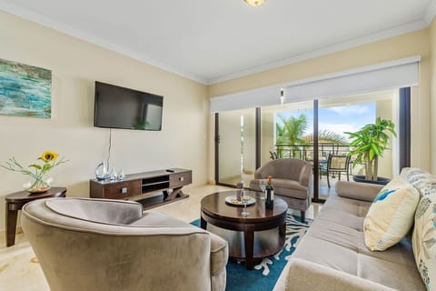 Relax in this cozy sofa set in the living room.