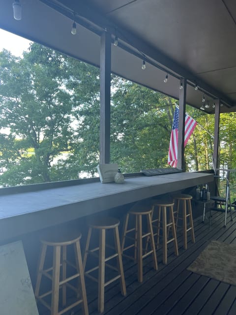 Bar overlooking lake from deck