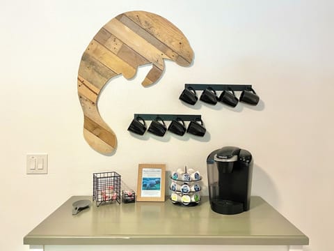 Coffee/tea bar, with sugar and creamer provided