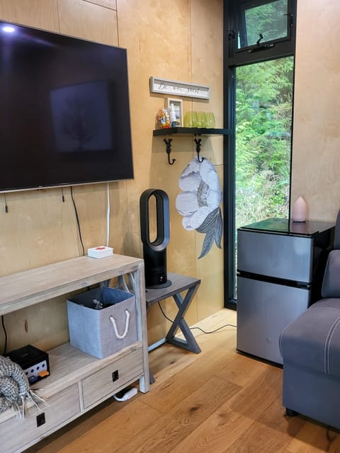 Smart TV and bar fridge in TV Room Cottage (Auxbox).