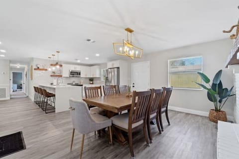 Dining table with seating for 8