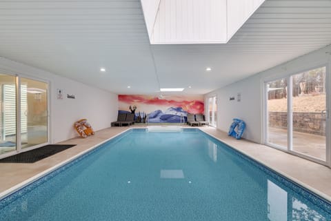 Indoor Pool with custom painted mural 