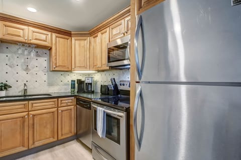 Kitchen with full size appliances.