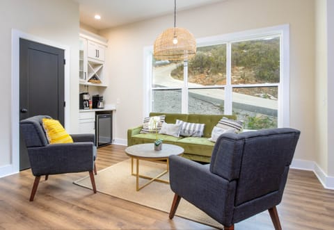 conversation seating off of kitchen