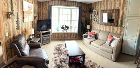 Gorgeous, Fully redone Mountain Comfort with Recliner and Pull out Queen Sofa