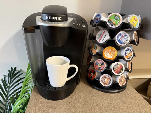 Complete with a fully stocked Keurig.  Bring your favorite blends, or choose from ours!