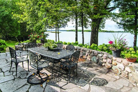 Flagstone patio off of kitchen