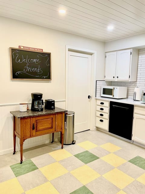 Coffee bar - with drip coffee maker, toaster, and pre-grinded coffee provided