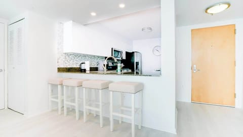 The kitchen and breakfast island.