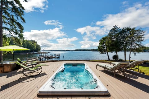 Enjoy the large Swim Spa/Hot Tub with a spectacluar view