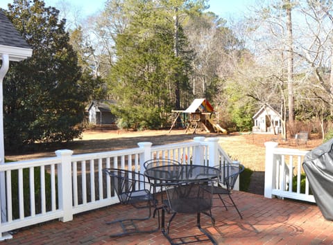 Brick patio off of the living room