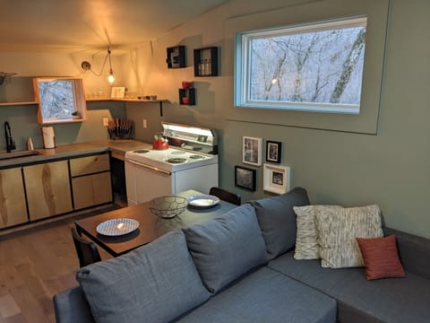 The living room & kitchen side of The Bird House