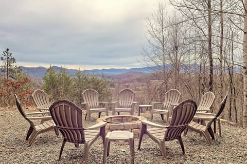 Firepit in the front of the house with mountain view