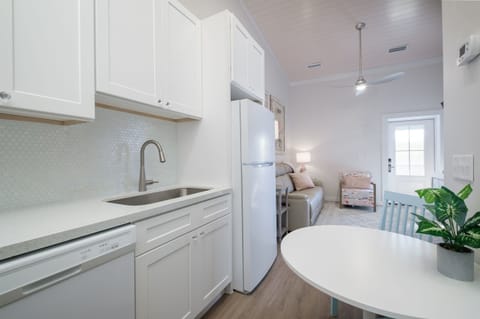 Beautiful and fully equipped kitchen looking into living space
