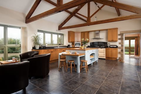 East Lodge, Yorkshire - spacious and well equipped kitchen with additional seating area