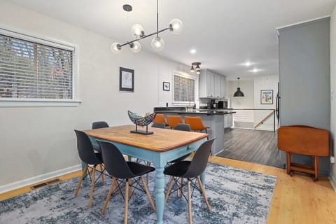 Walk through the living room and you'll find our dining room and kitchen area.